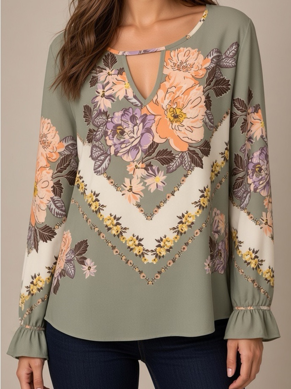 Maurices Lightweight Floral Top Sz Large